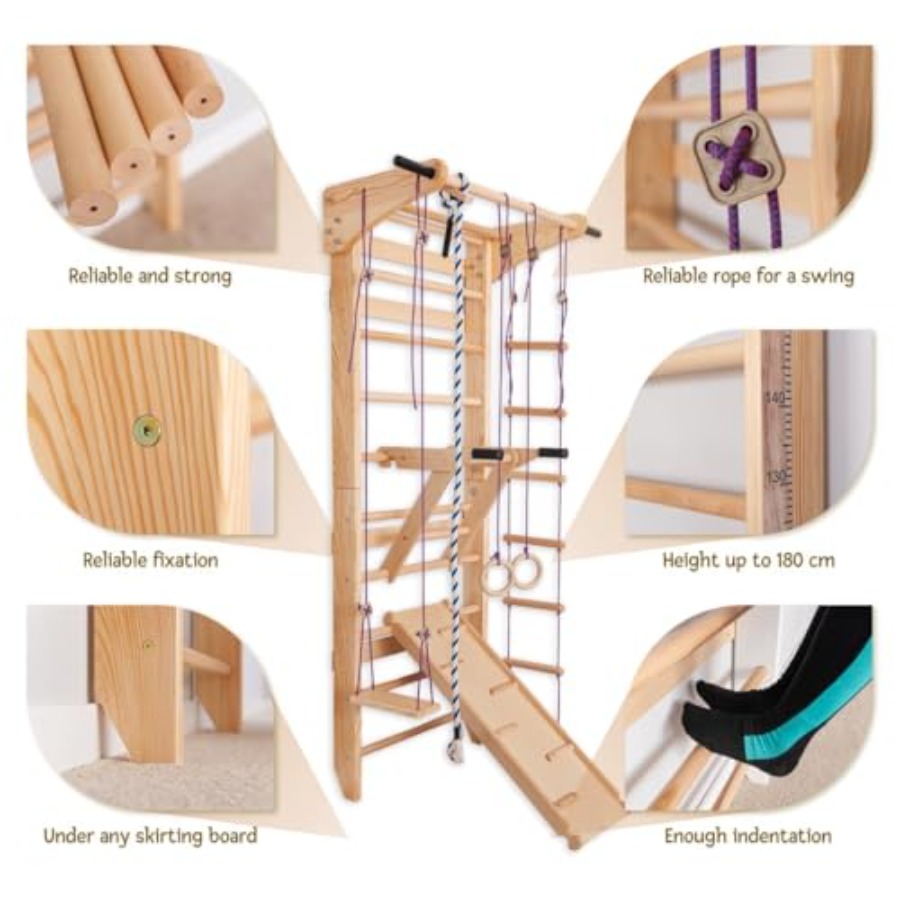 Swedish Ladder Wall Bars for h - огляд і ціна Gymnastic Rings Wooden