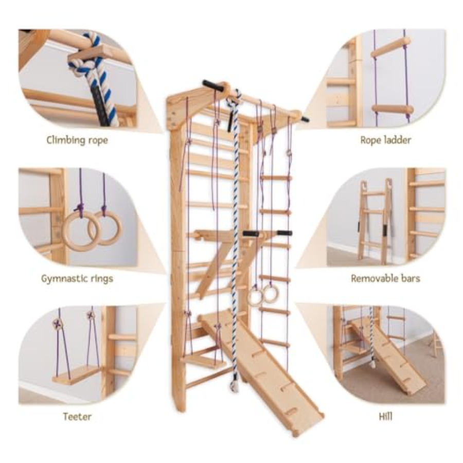 Swedish Ladder Wall Bars for h - огляд і ціна Gymnastic Rings Wooden