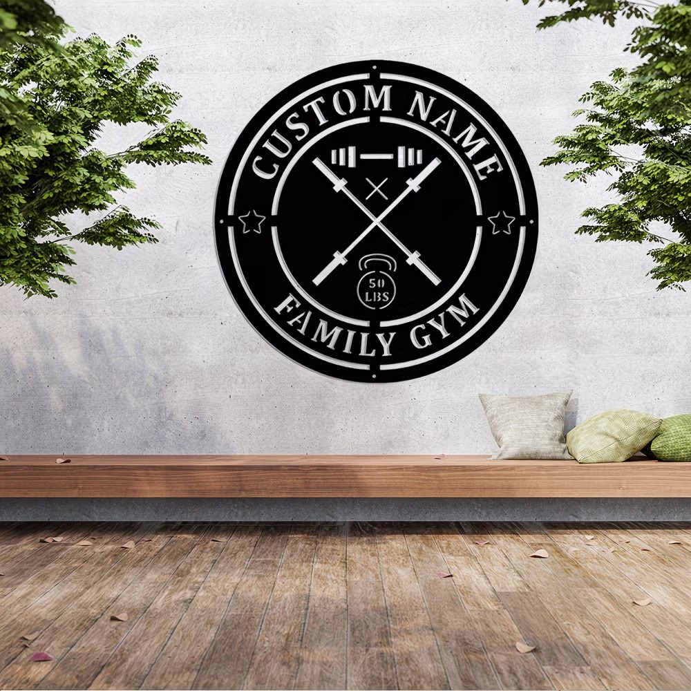Custom Gym Metal Sign with Bar - огляд і ціна Home Gym Names