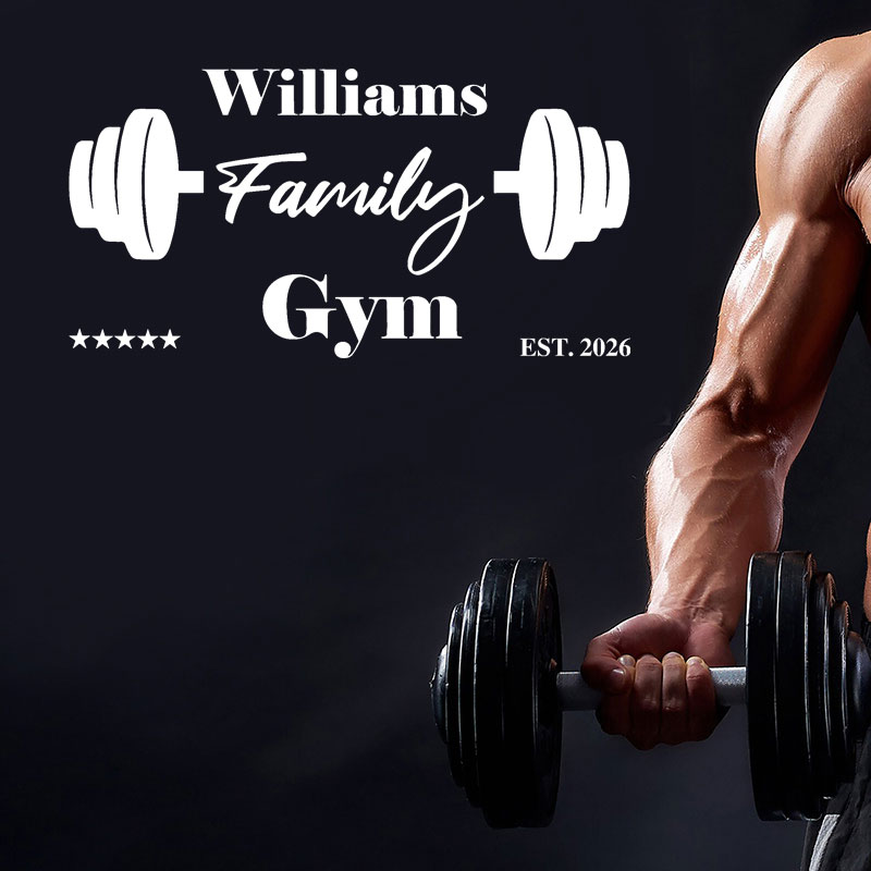 Custom Family Name Gym Wall De - огляд і ціна Home Gym Names